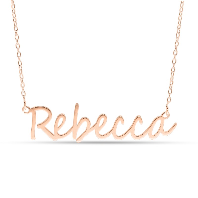 Main Image 1 of Cursive Name Necklace in Sterling Silver with 10K Rose Gold Plate (1 Line)