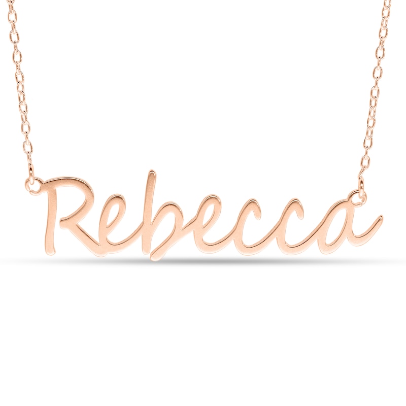Main Image 2 of Cursive Name Necklace in Sterling Silver with 10K Rose Gold Plate (1 Line)