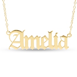 Gothic-Style Name Necklace in Sterling Silver with 10K Gold Plate (1 Line)