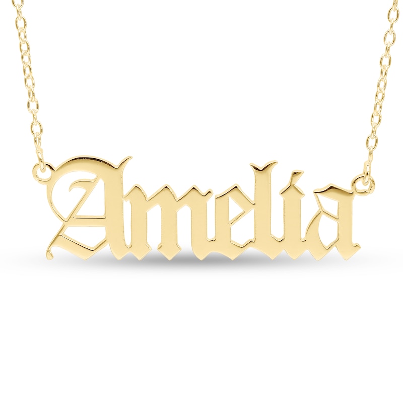 Main Image 1 of Gothic-Style Name Necklace in Sterling Silver with 10K Gold Plate (1 Line)