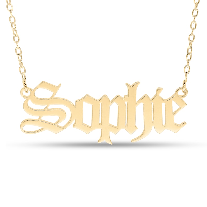 Main Image 2 of Gothic-Style Name Necklace in Sterling Silver with 10K Gold Plate (1 Line)