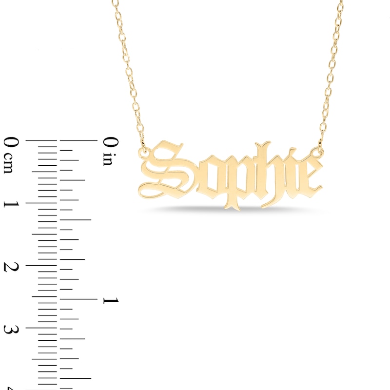 Main Image 3 of Gothic-Style Name Necklace in Sterling Silver with 10K Gold Plate (1 Line)