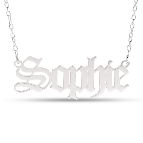 Gothic-Style Name Necklace in Sterling Silver (1 Line)