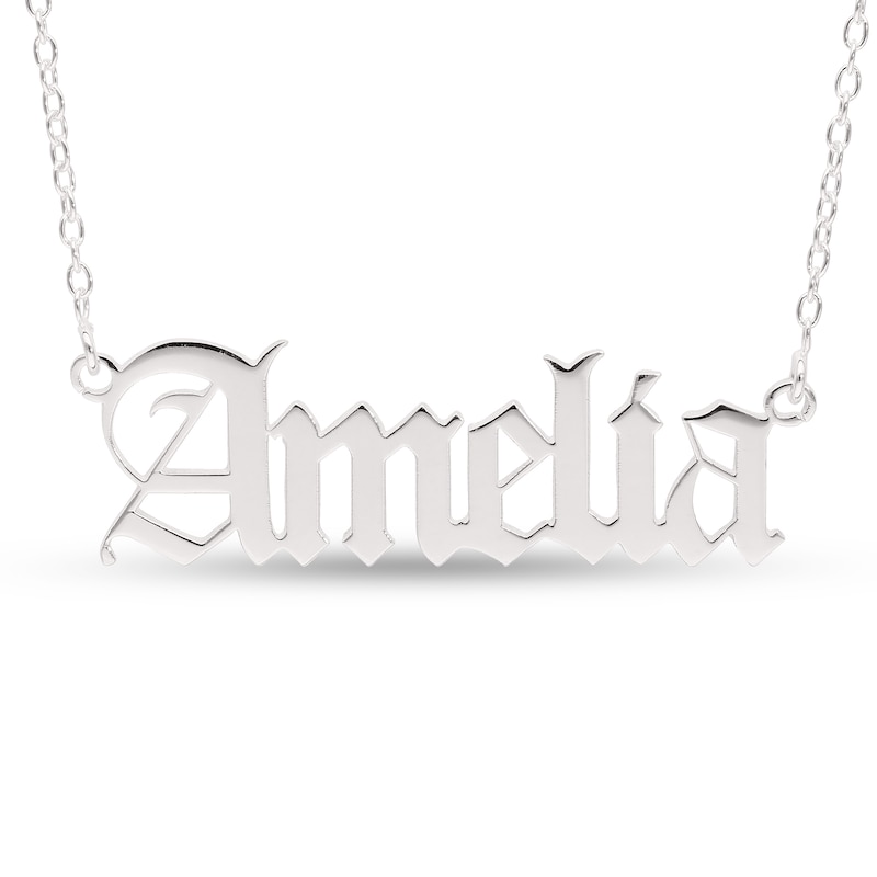 Gothic-Style Name Necklace in Sterling Silver (1 Line)