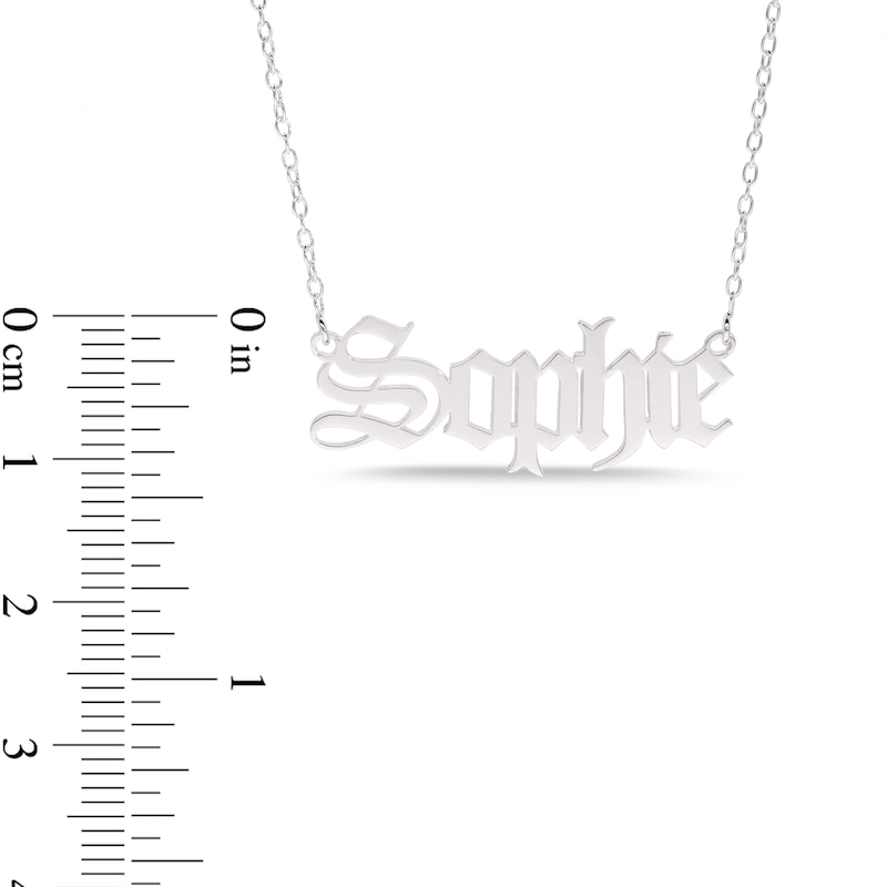 Gothic-Style Name Necklace in Sterling Silver (1 Line)