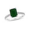 Thumbnail Image 0 of Emerald-Cut Emerald and 1/3 CT. T.W. Diamond Ring in 14K White Gold