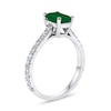 Thumbnail Image 1 of Emerald-Cut Emerald and 1/3 CT. T.W. Diamond Ring in 14K White Gold