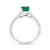 Thumbnail Image 2 of Emerald-Cut Emerald and 1/3 CT. T.W. Diamond Ring in 14K White Gold