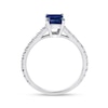 Thumbnail Image 3 of Emerald-Cut Blue Sapphire and 1/3 CT. T.W. Diamond Ring in 14K White Gold