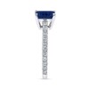 Thumbnail Image 4 of Emerald-Cut Blue Sapphire and 1/3 CT. T.W. Diamond Ring in 14K White Gold
