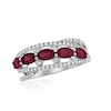 Thumbnail Image 0 of Sideways Oval Ruby and 1/4 CT. T.W. Diamond Five Stone Ring in 14K White Gold