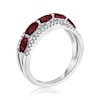 Thumbnail Image 1 of Sideways Oval Ruby and 1/4 CT. T.W. Diamond Five Stone Ring in 14K White Gold