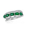 Thumbnail Image 1 of Sideways Oval Emerald and 1/4 CT. T.W. Diamond Five Stone Ring in 14K White Gold