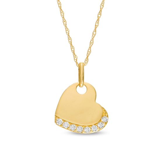 1/15 CT. T.w. Diamond Tilted Heart Pendant in 10K Gold