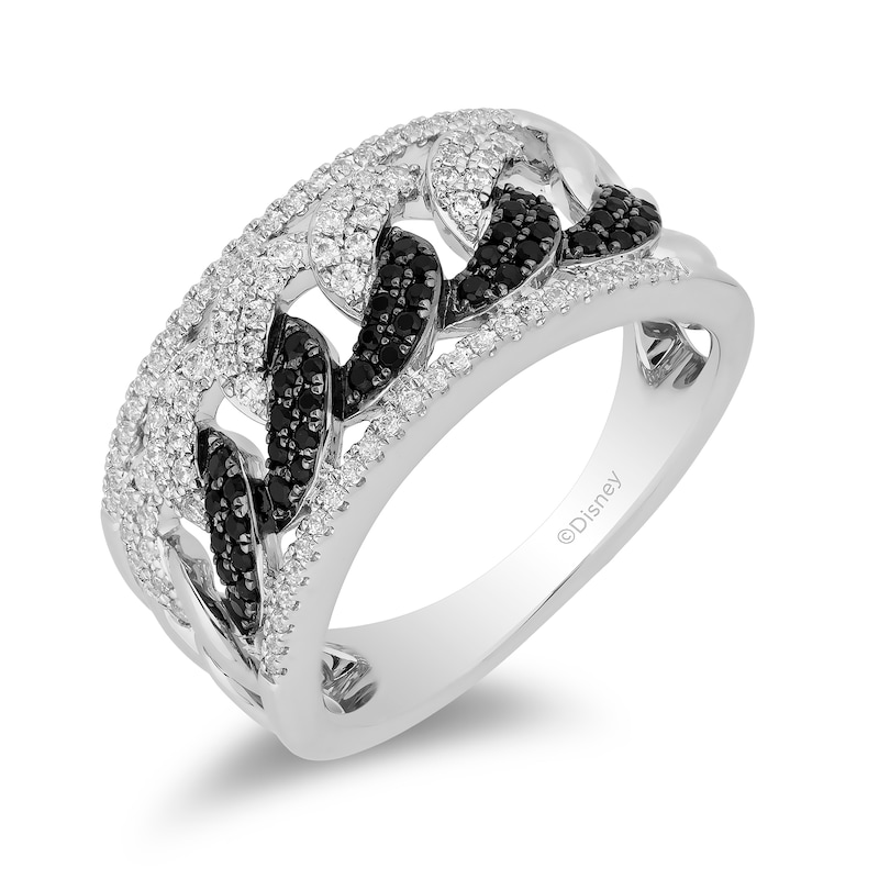 Main Image 1 of Enchanted Disney Villains Cruella De Vil 5/8 CT. T.W. Black Enhanced and White Diamond Band in 14K White Gold