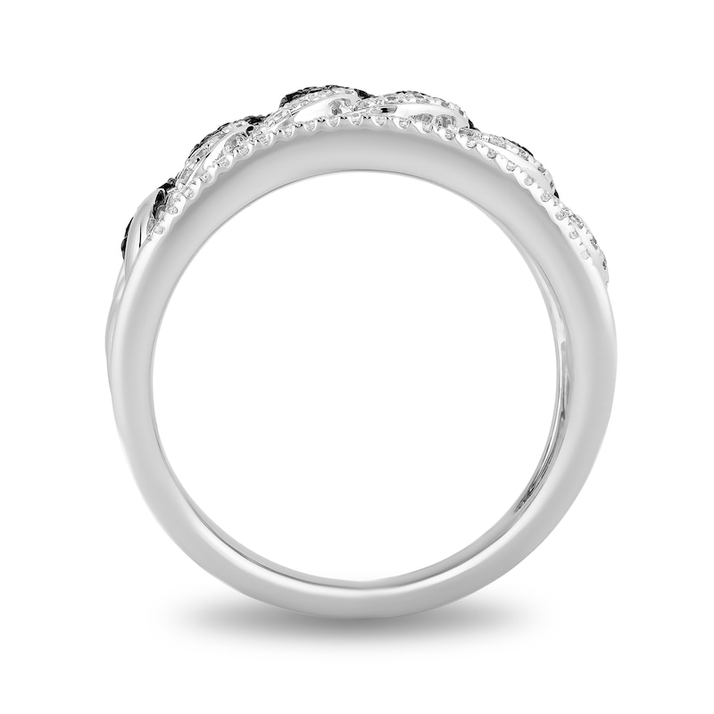 Main Image 3 of Enchanted Disney Villains Cruella De Vil 5/8 CT. T.W. Black Enhanced and White Diamond Band in 14K White Gold