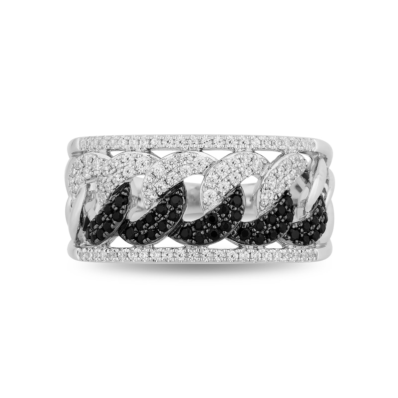 Main Image 4 of Enchanted Disney Villains Cruella De Vil 5/8 CT. T.W. Black Enhanced and White Diamond Band in 14K White Gold