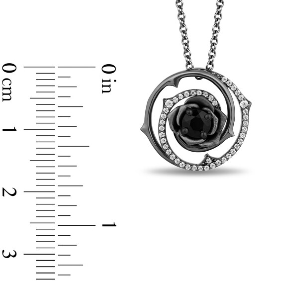 Enchanted Disney Villains Maleficent Onyx and 1/8 CT. T.w. Diamond Pendant in Sterling Silver with Black Rhodium Plate