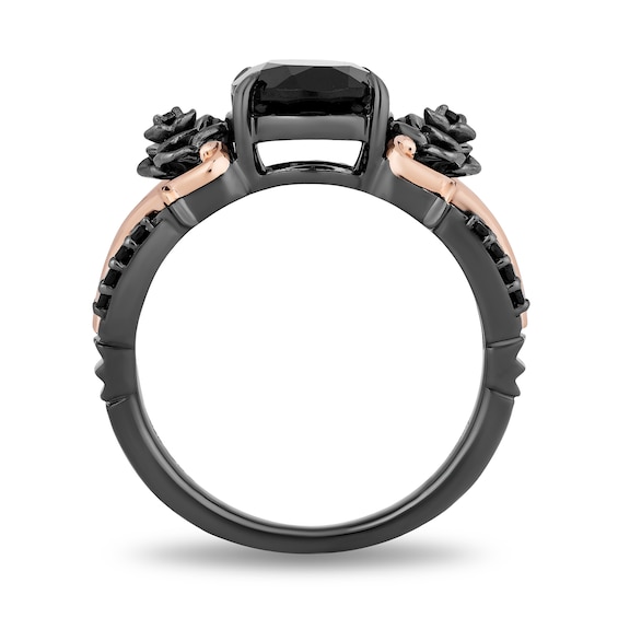 Enchanted Disney Villains Maleficent Oval Onyx and 1/6 CT. T.w. Diamond Ring in Sterling Silver and 10K Rose Gold