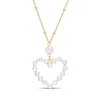 Thumbnail Image 1 of 3.0-5.0mm Freshwater Cultured Pearl Heart Outline Drop Necklace in Sterling Silver with 18K Gold Plate