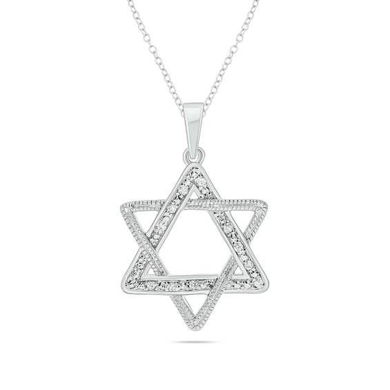 Diamond Accent Star of David Vintage-Style Pendant in Sterling Silver