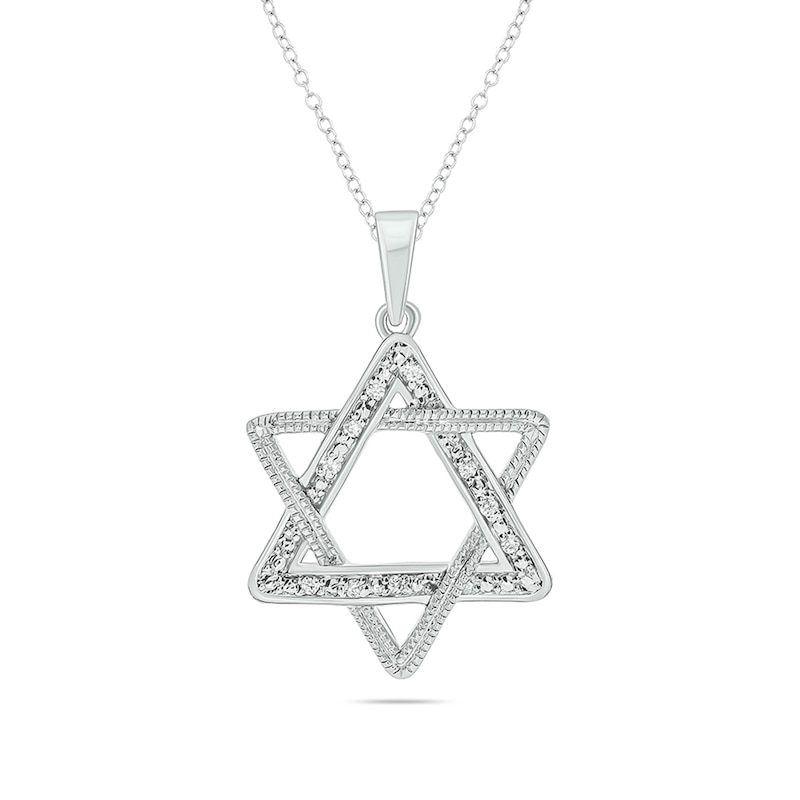 Diamond Accent Star of David Vintage-Style Pendant in Sterling Silver