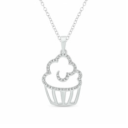 Diamond Accent Cupcake Pendant in Sterling Silver