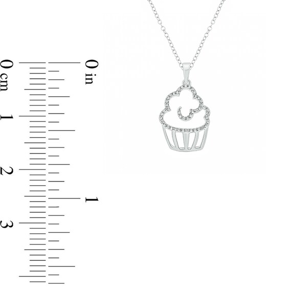 Diamond Accent Cupcake Pendant in Sterling Silver