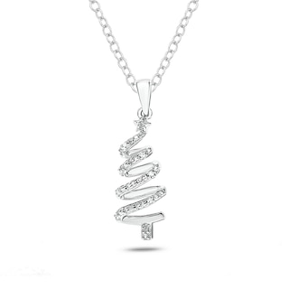 Diamond Accent Christmas Tree Pendant in Sterling Silver