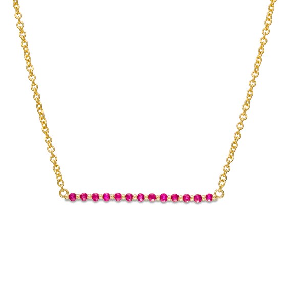 Ruby and Beaded Alternating Bar Necklace in 10K Gold