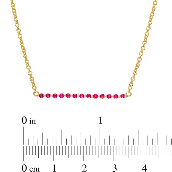 Ruby and Beaded Alternating Bar Necklace in 10K Gold