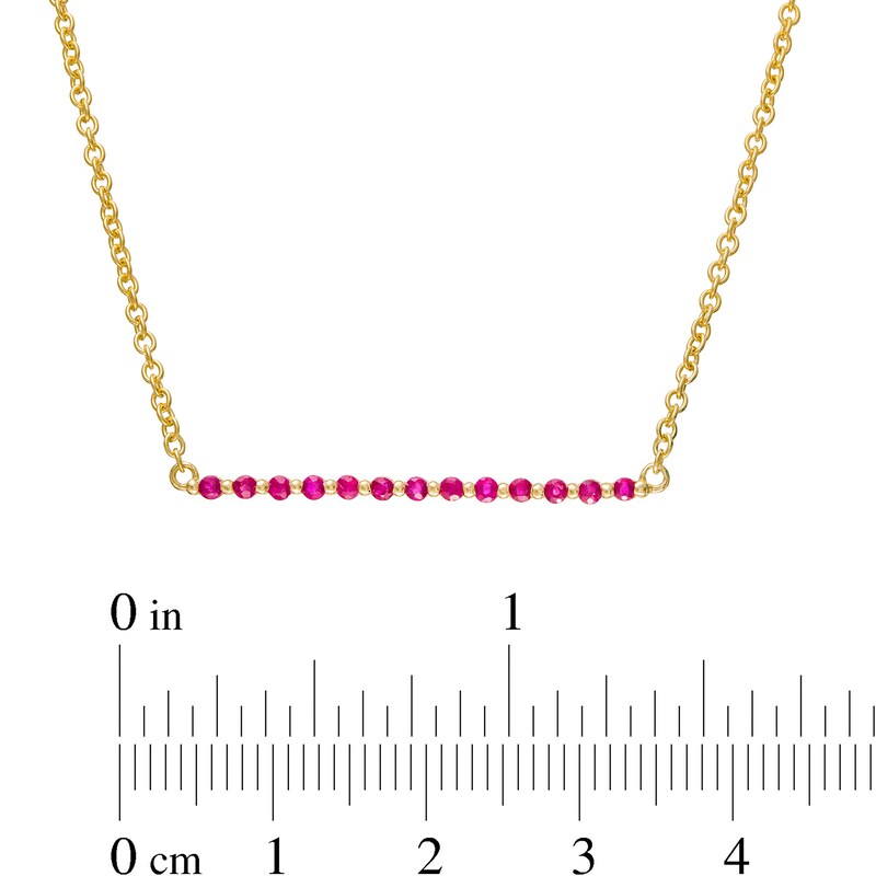 Main Image 3 of Ruby and Beaded Alternating Bar Necklace in 10K Gold