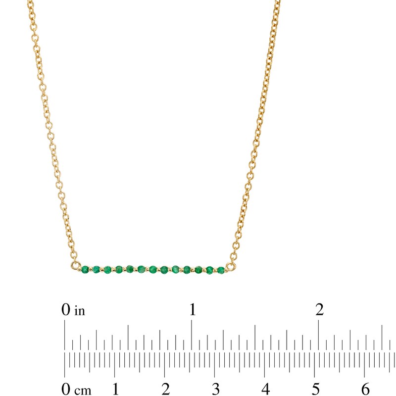 Main Image 4 of Emerald and Beaded Alternating Bar Necklace in 10K Gold