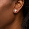 Thumbnail Image 2 of Captivating Color Swiss Blue Topaz, Pink Spinel and 1/10 CT. T.W. Diamond Frame Stud Earrings in 14K Rose Gold