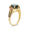 Thumbnail Image 3 of Captivating Color London Blue Topaz, Rhodolite Garnet, Blue Sapphire and Diamond Accent Frame Split Shank Ring in 14K Gold