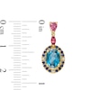 Thumbnail Image 3 of Captivating Color London Blue Topaz, Rhodolite Garnet, Blue Sapphire and Diamond Accent Frame Double Drop Earrings in 14K Gold
