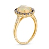 Thumbnail Image 3 of Captivating Color Oval Opal, Round Blue Sapphire and 1/20 CT. T.W. Diamond Frame Ring in 14K Gold