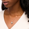 Thumbnail Image 2 of Captivating Color Oval Opal, Round Blue Sapphire and 1/20 CT. T.W. Diamond Frame Drop Pendant in 14K Gold