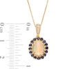Thumbnail Image 3 of Captivating Color Oval Opal, Round Blue Sapphire and 1/20 CT. T.W. Diamond Frame Drop Pendant in 14K Gold