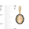 Thumbnail Image 3 of Captivating Color Oval Opal, Round Blue Sapphire and 1/20 CT. T.W. Diamond Frame Drop Earrings in 14K Gold