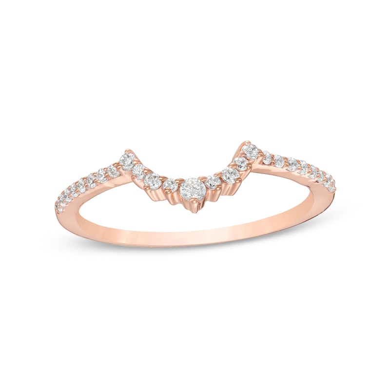 Main Image 1 of 1/6 CT. T.W. Diamond Contour Anniversary Band in 10K Rose Gold