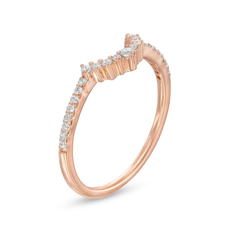 Main Image 3 of 1/6 CT. T.W. Diamond Contour Anniversary Band in 10K Rose Gold