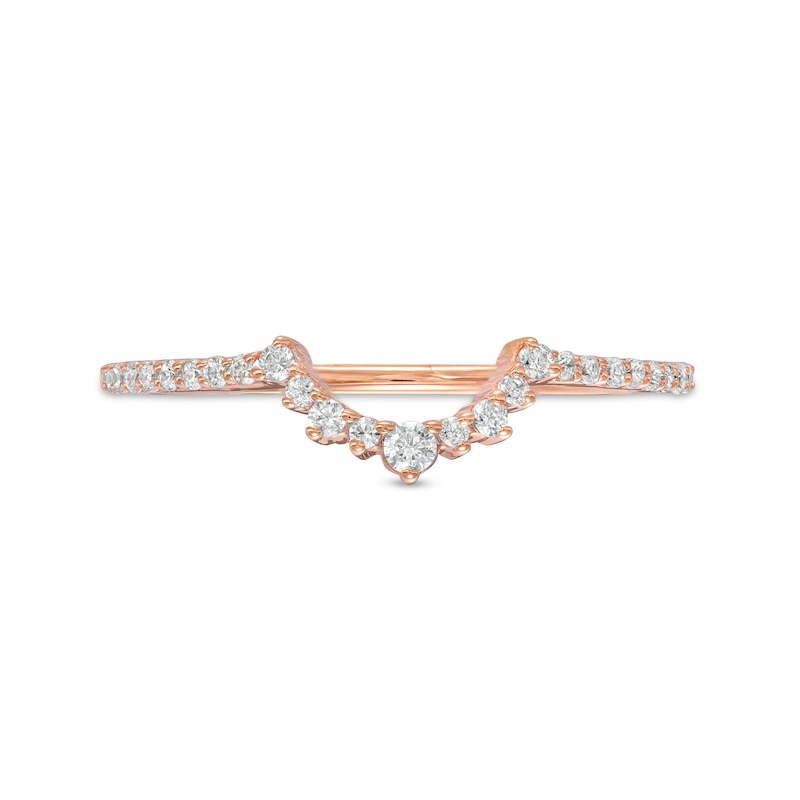 Main Image 4 of 1/6 CT. T.W. Diamond Contour Anniversary Band in 10K Rose Gold