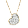 Thumbnail Image 1 of White Topaz Cluster Tilted Heart Pendant in 10K Gold