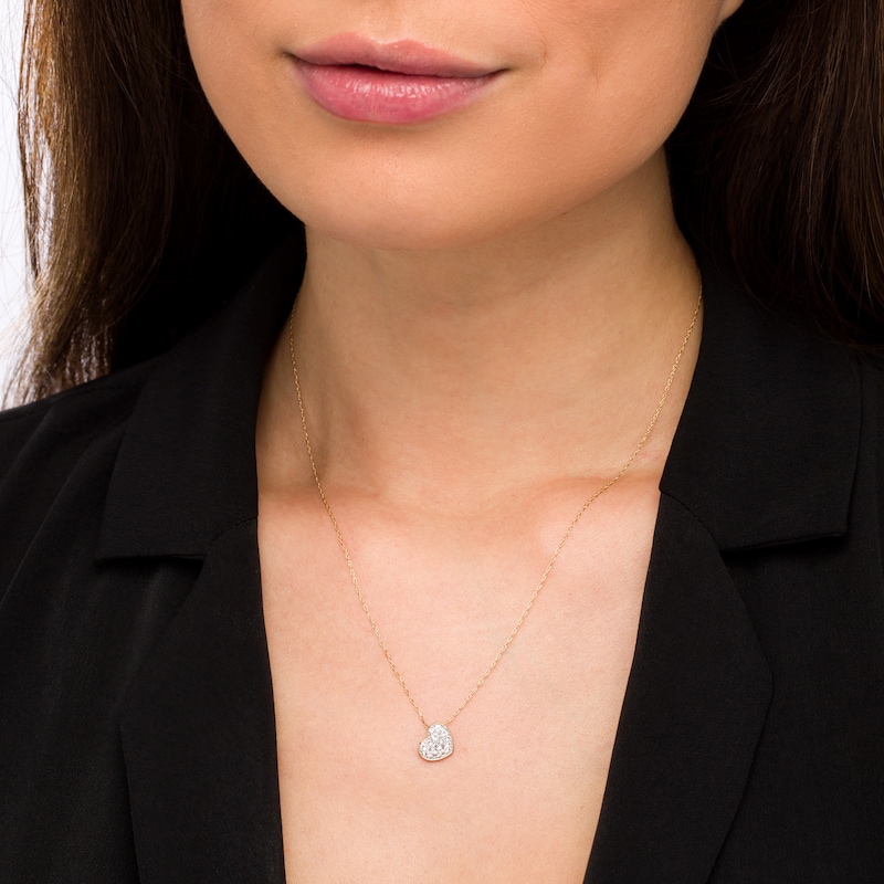 Main Image 2 of White Topaz Cluster Tilted Heart Pendant in 10K Gold