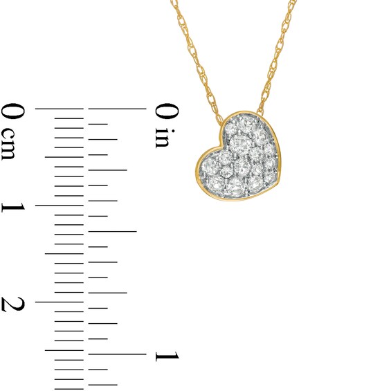 White Topaz Cluster Tilted Heart Pendant in 10K Gold