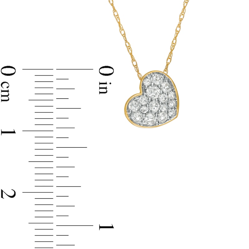 Main Image 3 of White Topaz Cluster Tilted Heart Pendant in 10K Gold