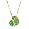 Thumbnail Image 1 of Emerald Cluster Tilted Heart Pendant in 10K Gold