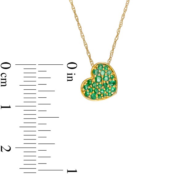 Emerald Cluster Tilted Heart Pendant in 10K Gold