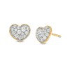 Thumbnail Image 1 of White Topaz Cluster Heart Stud Earrings in 10K Gold
